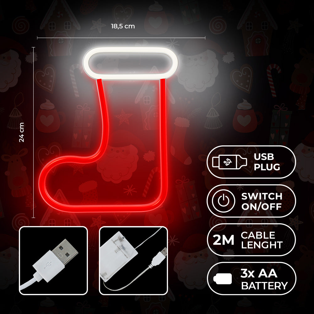 LED Christmas Sock white
