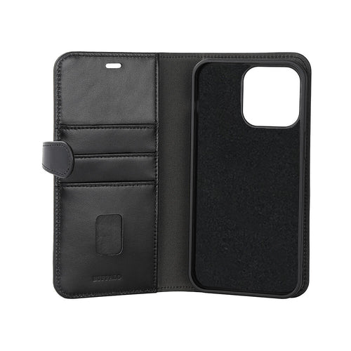 iPhone 15 Pro Max Læder Cover med kortholder 2in1 3 Magserie – Sort – Buffalo