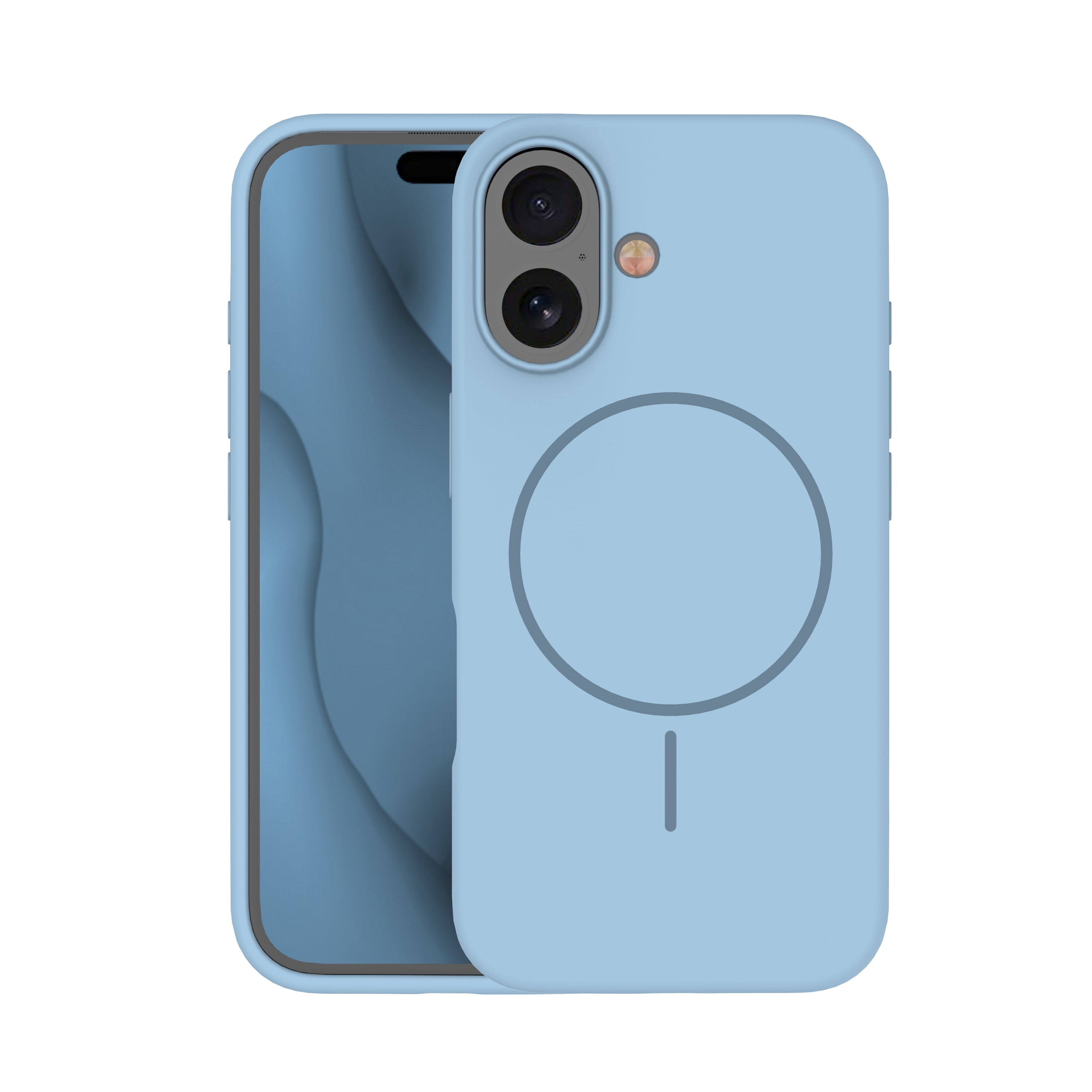 iPhone 16 Plus Silicone MagSafe Cover Smart Thin Mag Thin Magcase Lys – Blå