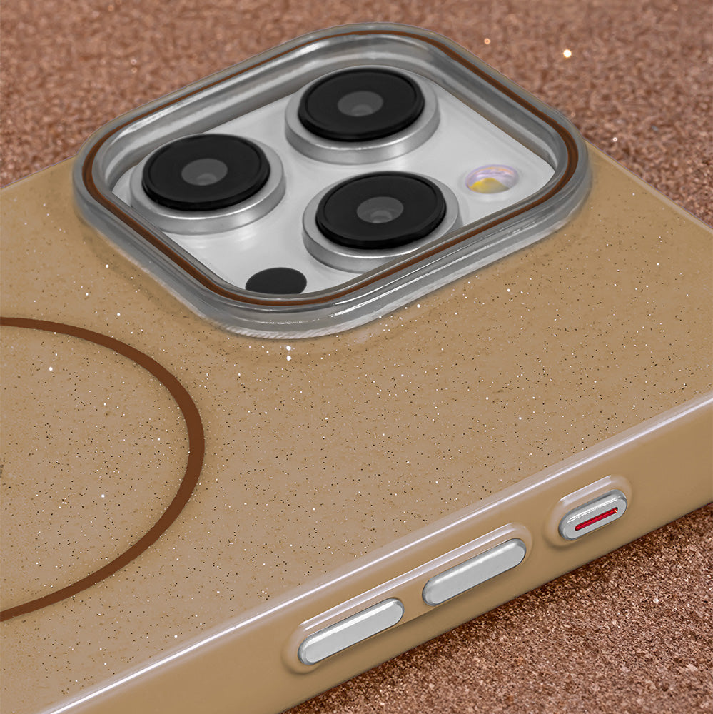 iPhone 17 Cover Glitter Thin Mag Glitter – Brun