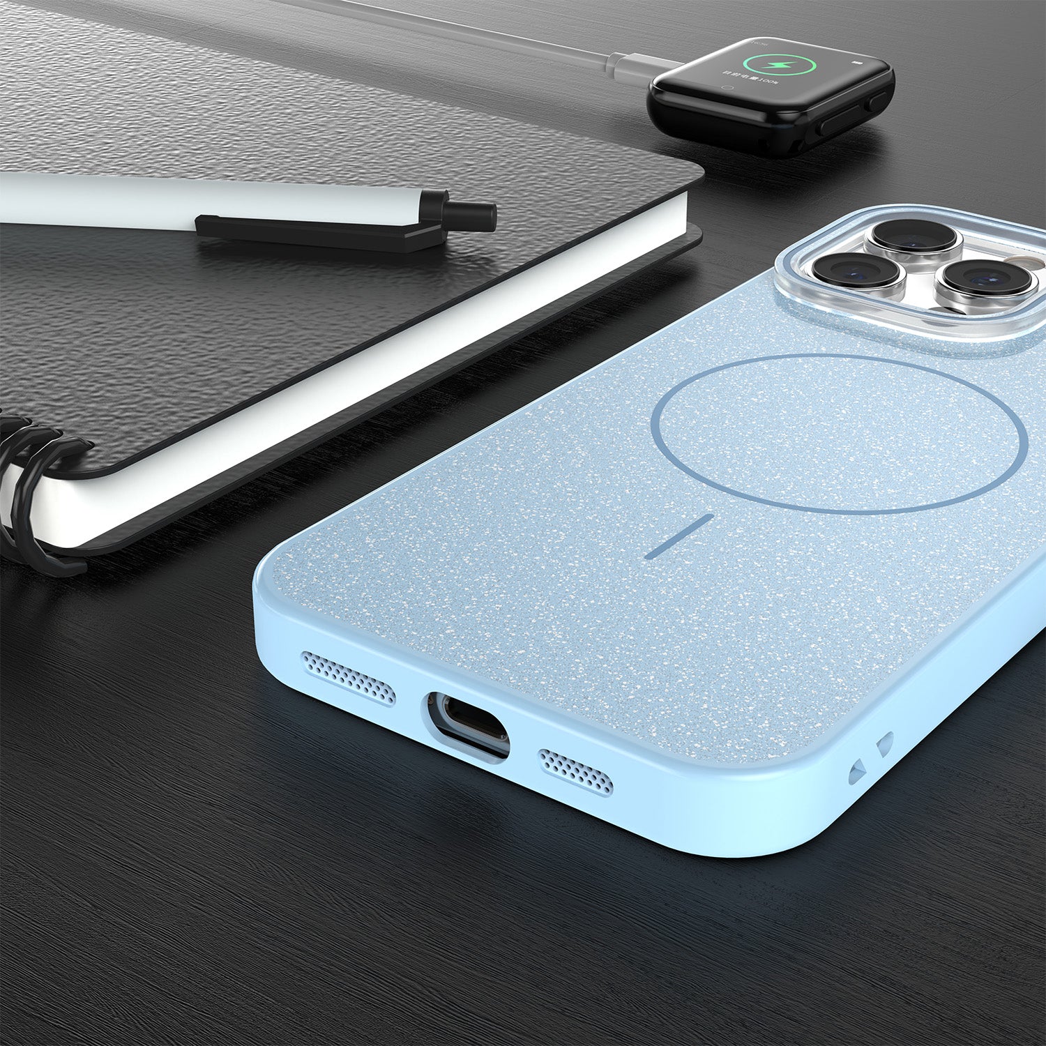 iP17 Pro Max Blå Glitter