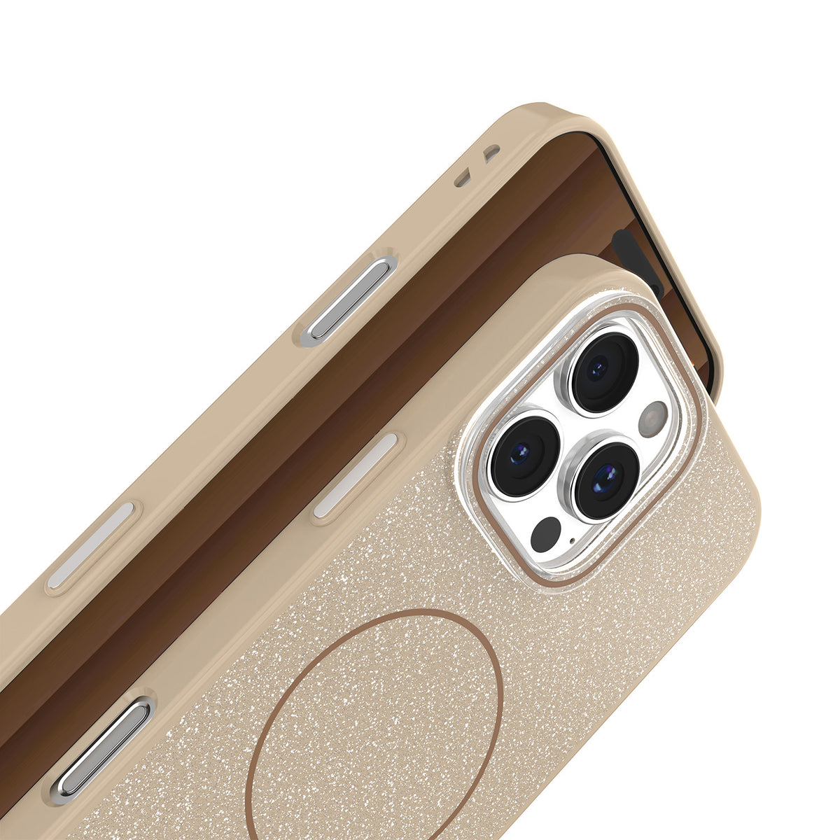 iPhone 15 Pro MagSafe Cover Glitter Thin Mag Glitter Thin – Brun