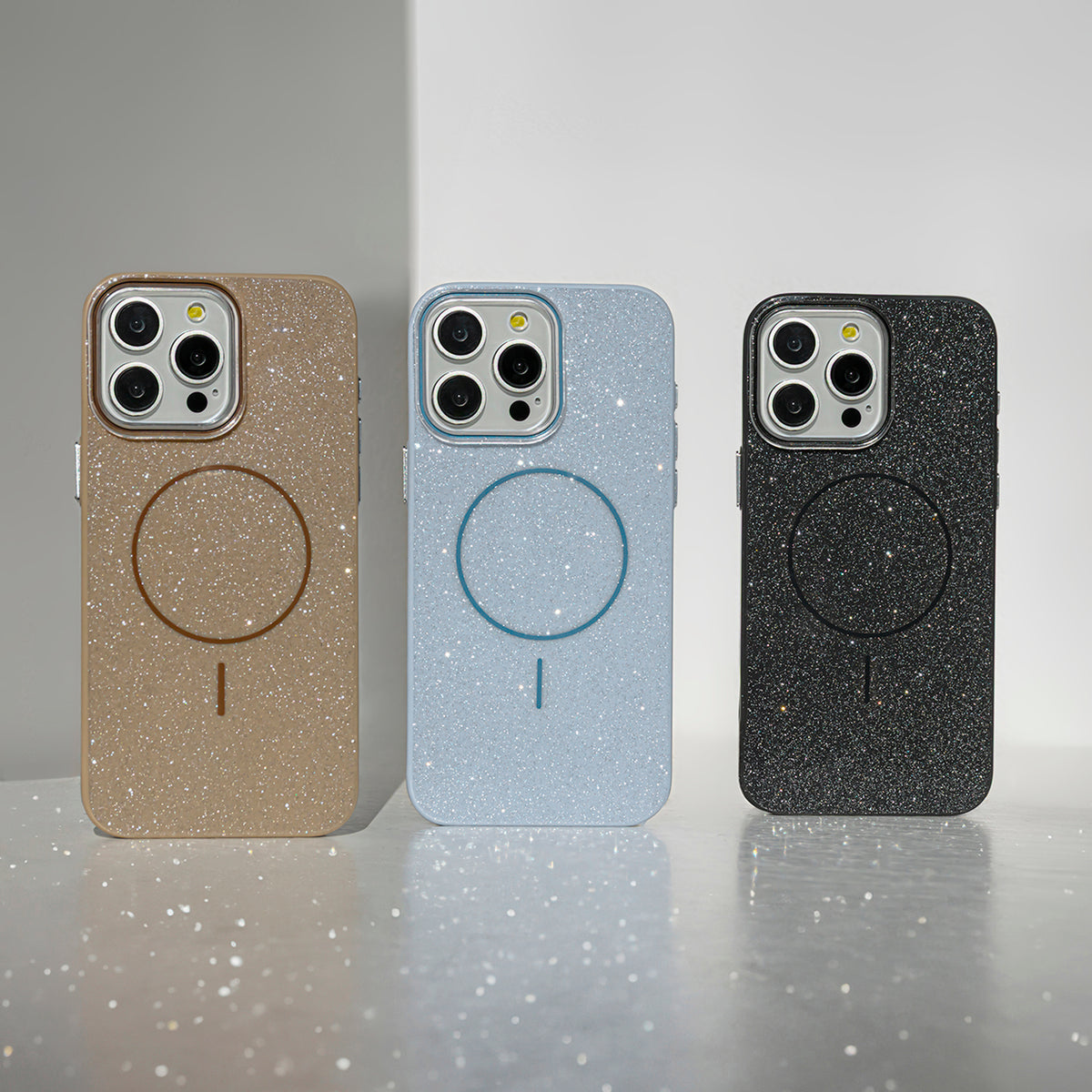 iPhone 15 Pro MagSafe Cover Glitter Thin Mag Glitter Thin – Brun