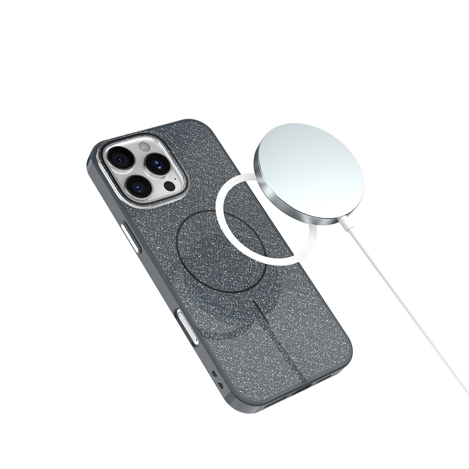 iPhone 15 Pro MagSafe Cover Glitter Thin Mag Glitter Thin – Sort
