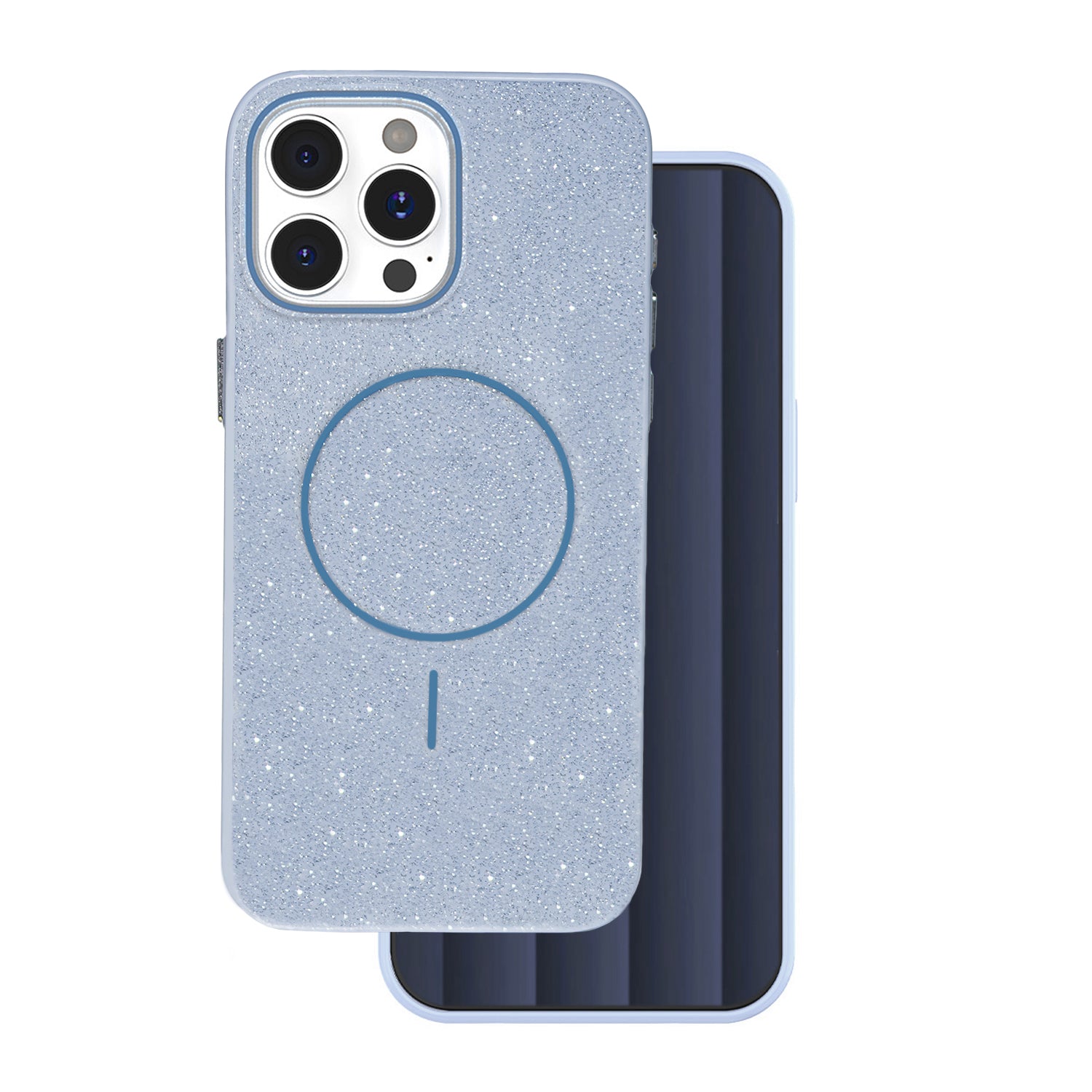 iPhone 15 Pro MagSafe Cover Glitter Thin Mag Glitter Thin – Blå