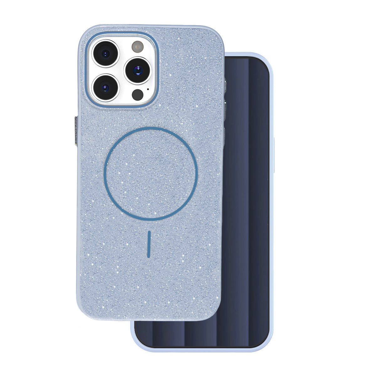 iPhone 15 Pro MagSafe Cover Glitter Thin Mag Glitter Thin – Blå