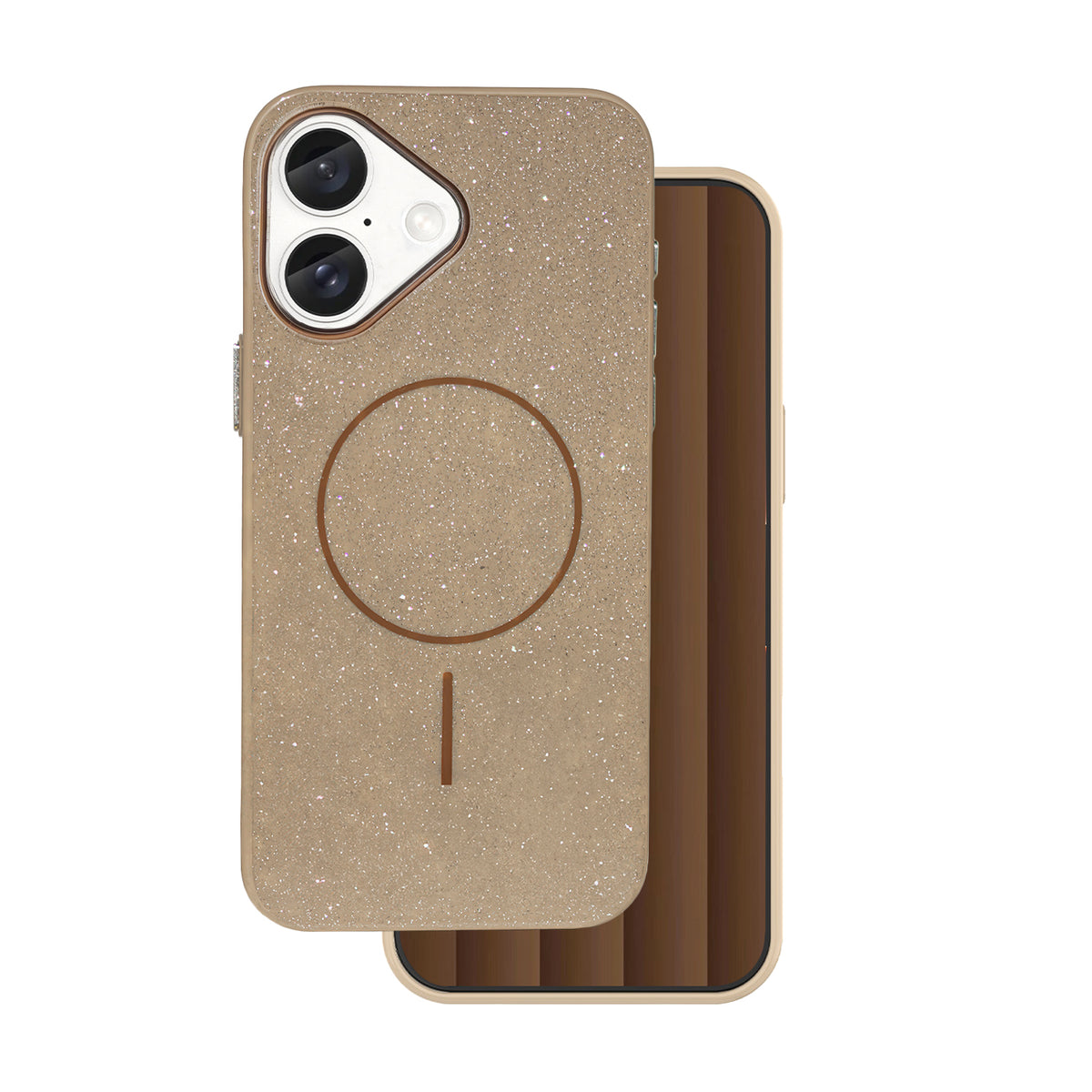 iPhone 16 Cover Glitter Thin Mag Glitter Thin – Brun