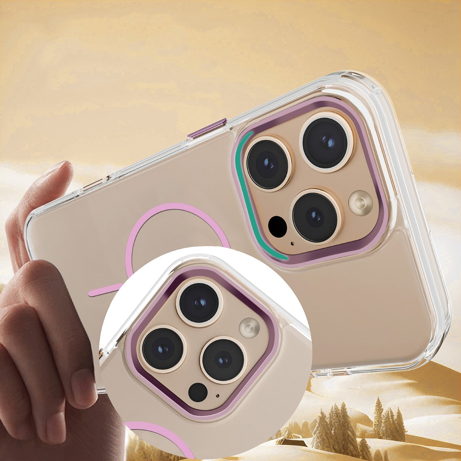 iP17 Pro Max Clear Thin Mag Transparent Pink MagSafe