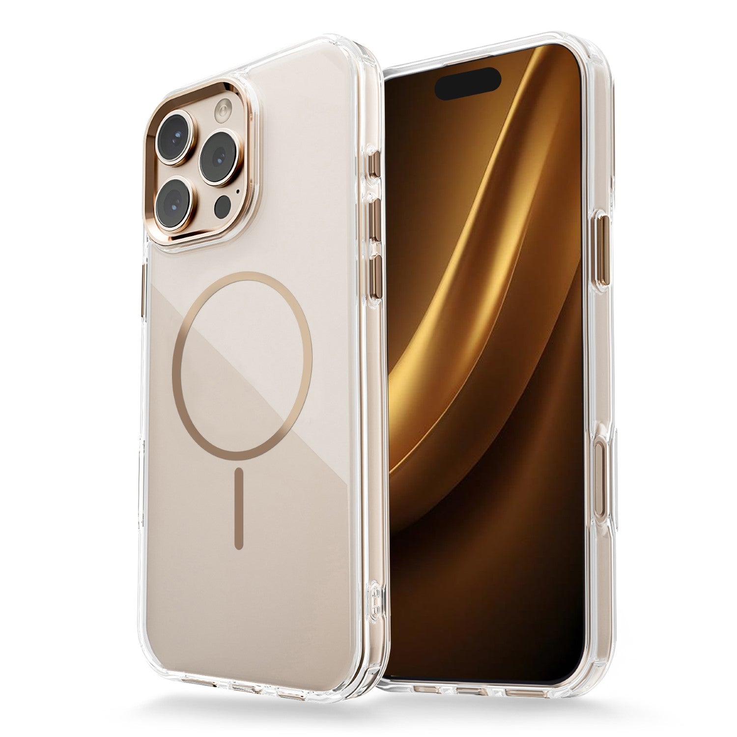 iPhone 17 Pro MagSafe TPU Cover Clear Thin Mag Transparent – Guld