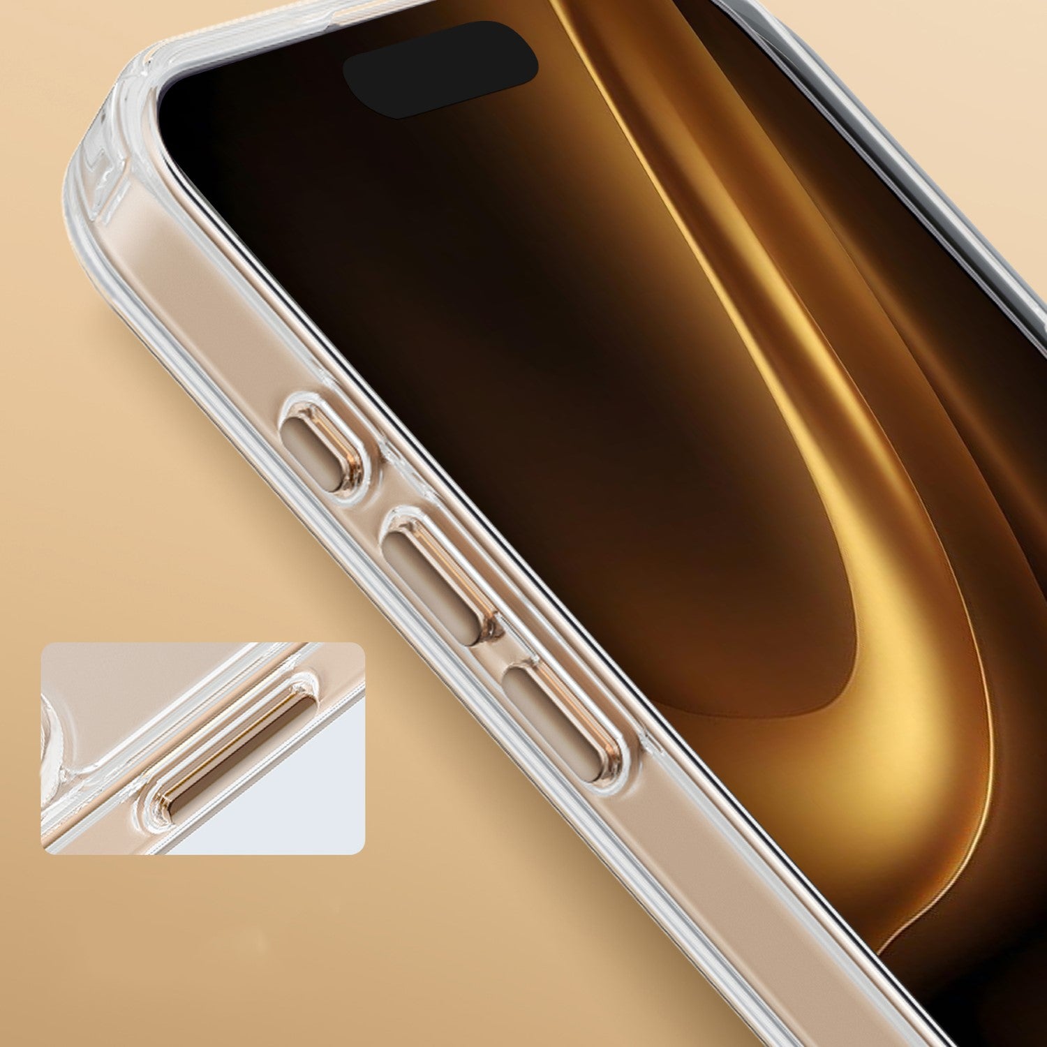 iPhone 17 Pro MagSafe TPU Cover Clear Thin Mag Transparent – Guld