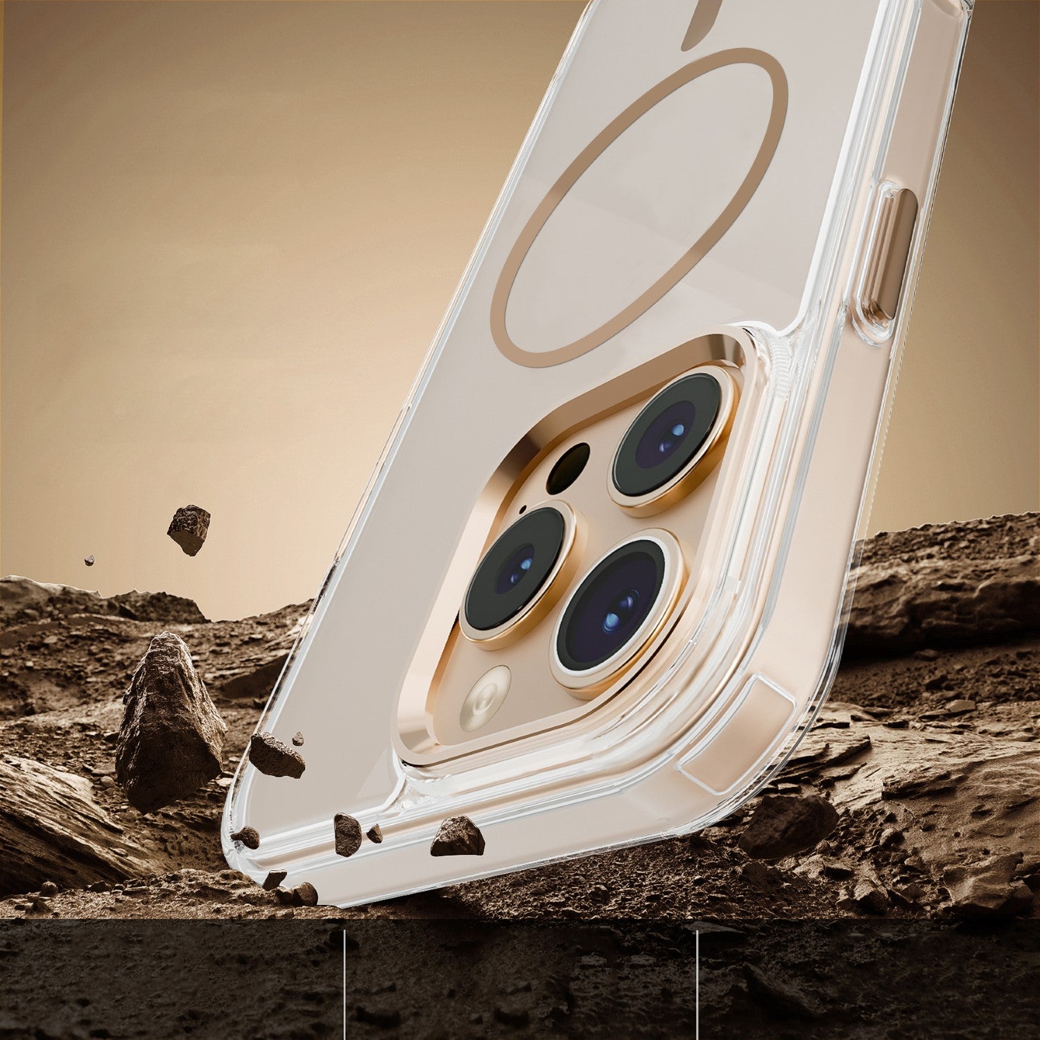 iPhone 17 Pro MagSafe TPU Cover Clear Thin Mag Transparent – Guld