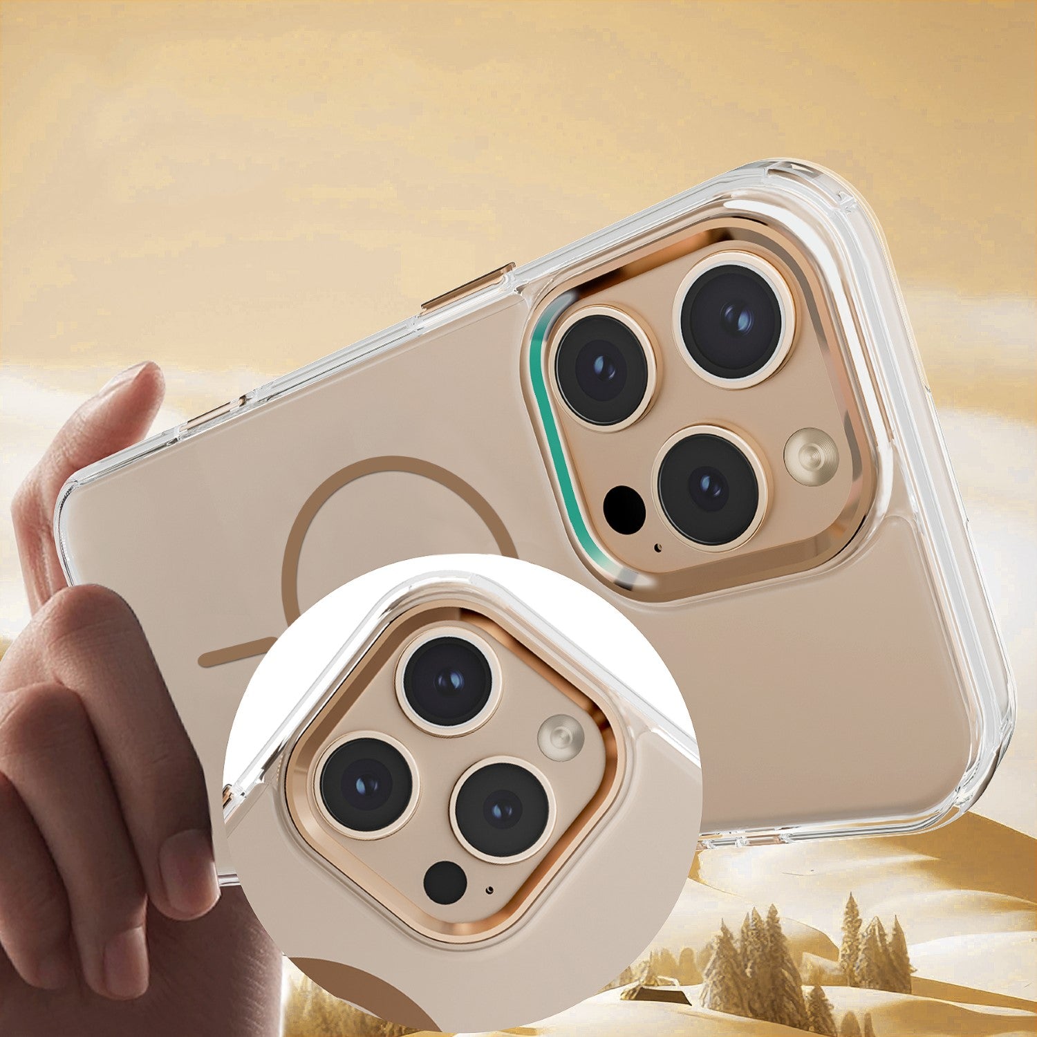 iPhone 17 Clear Thin Mag Transparent Guld MagSafe