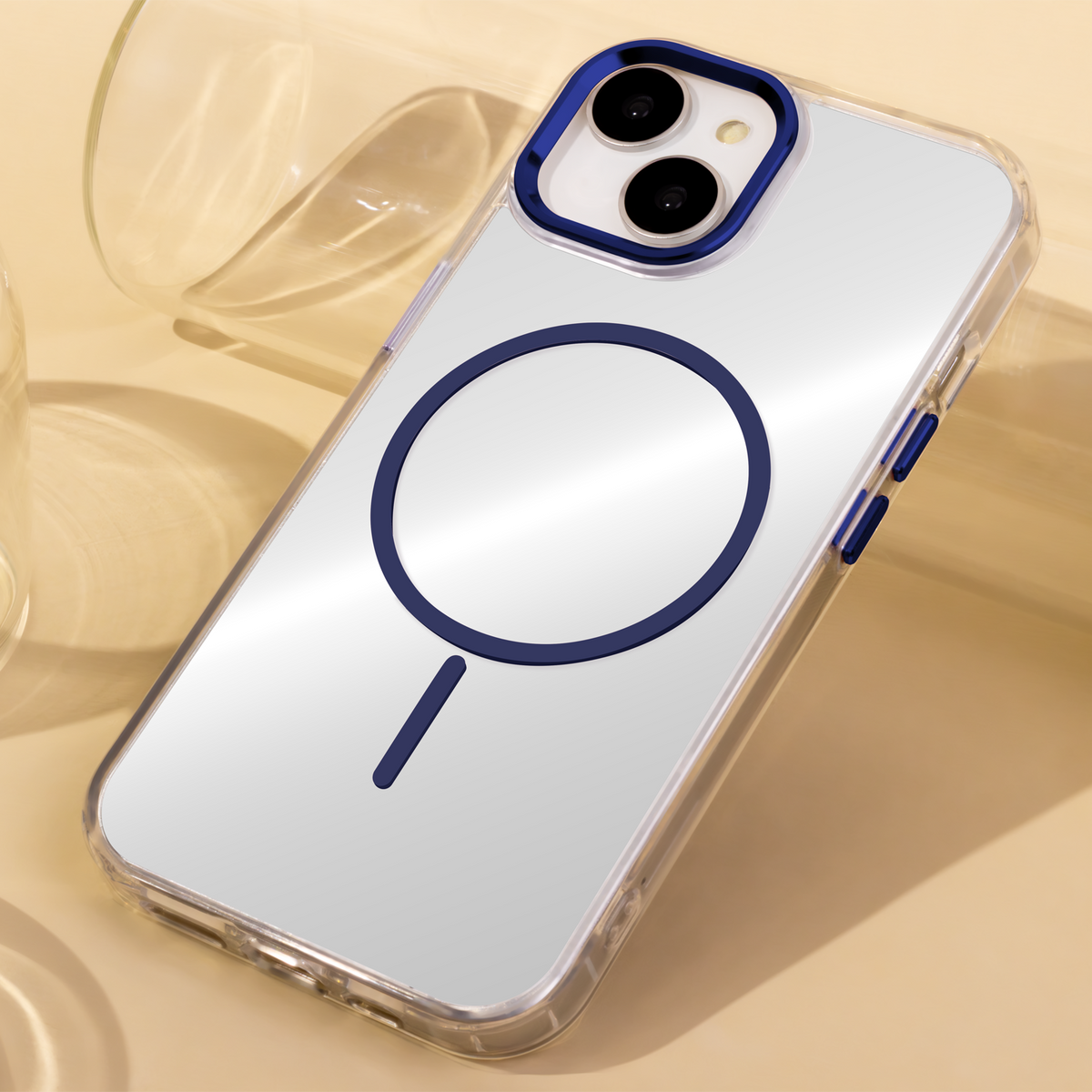 iPhone 15 Cover Clear Thin Mag – Transparent/Blå