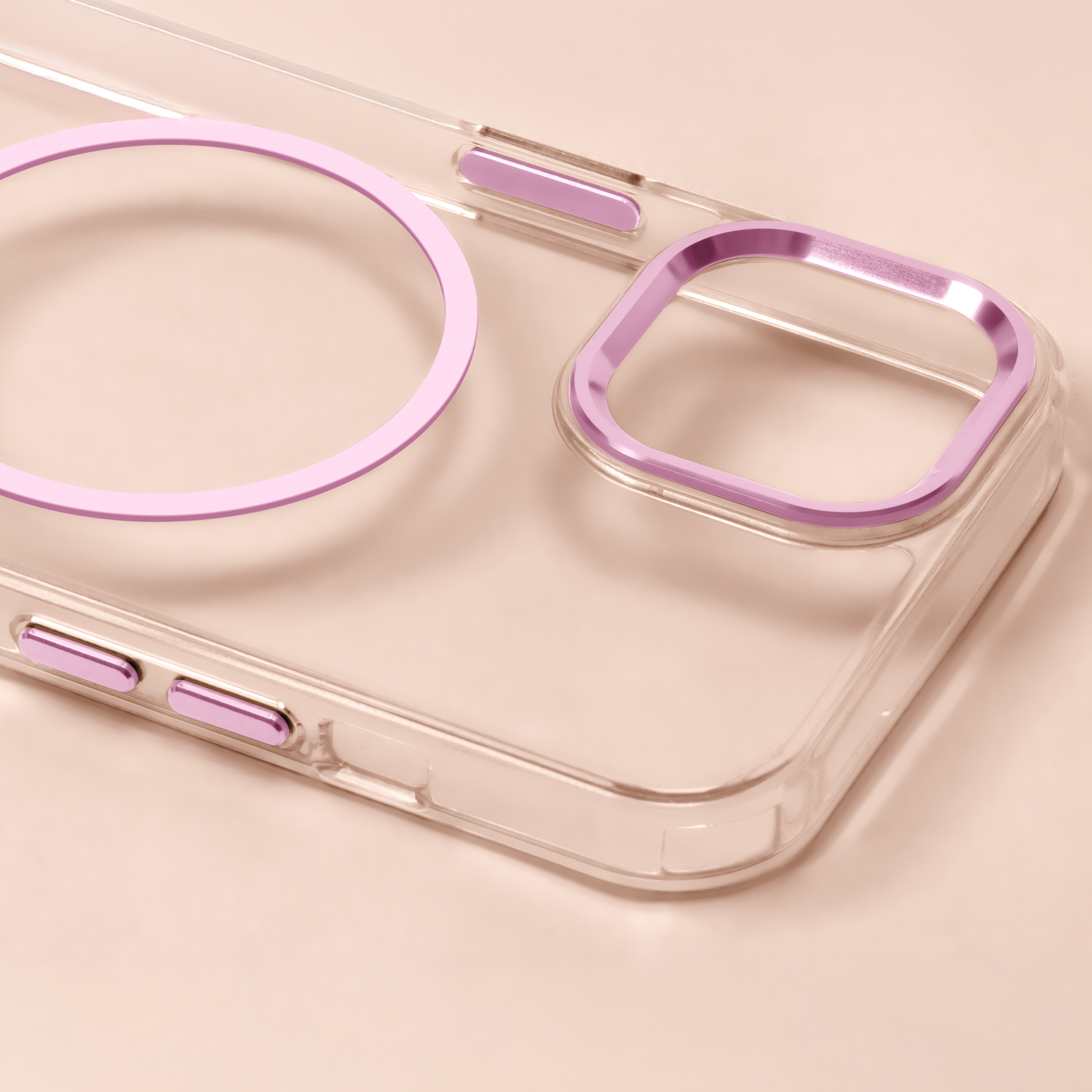 iP17 Pro Max Clear Thin Mag Transparent Pink MagSafe