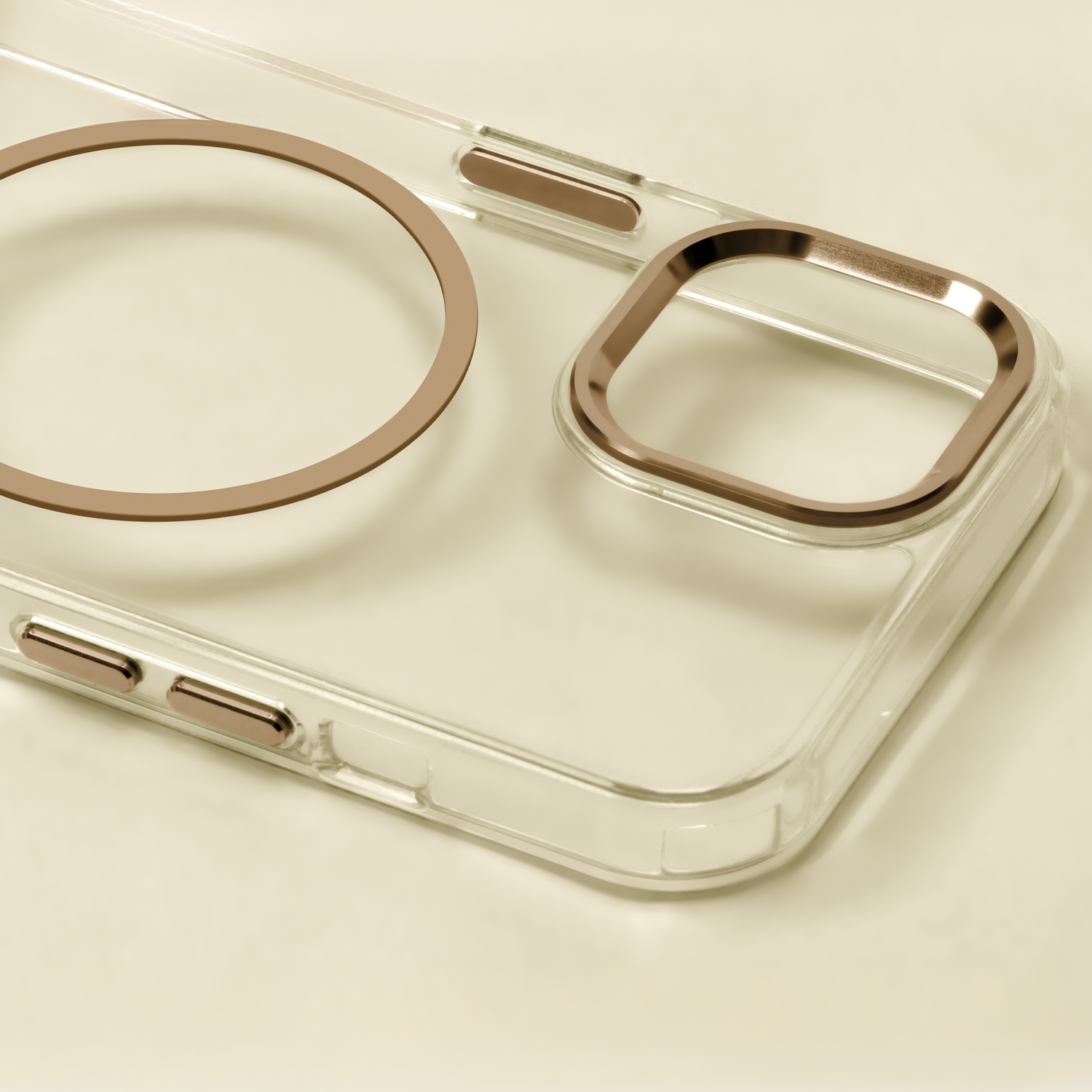 iP17 Pro Max Clear Thin Mag Transparent Guld MagSafe