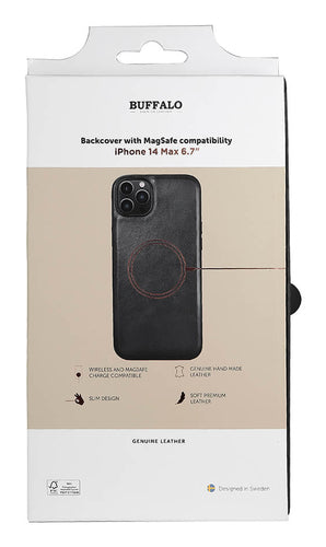 iPhone 14 Plus Læder Cover 6 7 – Sort – Buffalo
