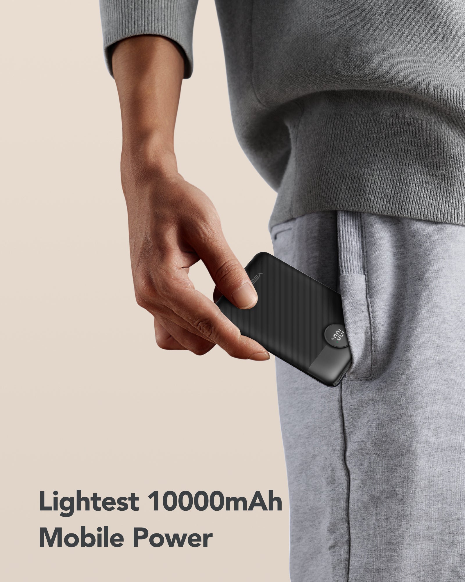10000 mAh powerbank m/USBC+Lig
