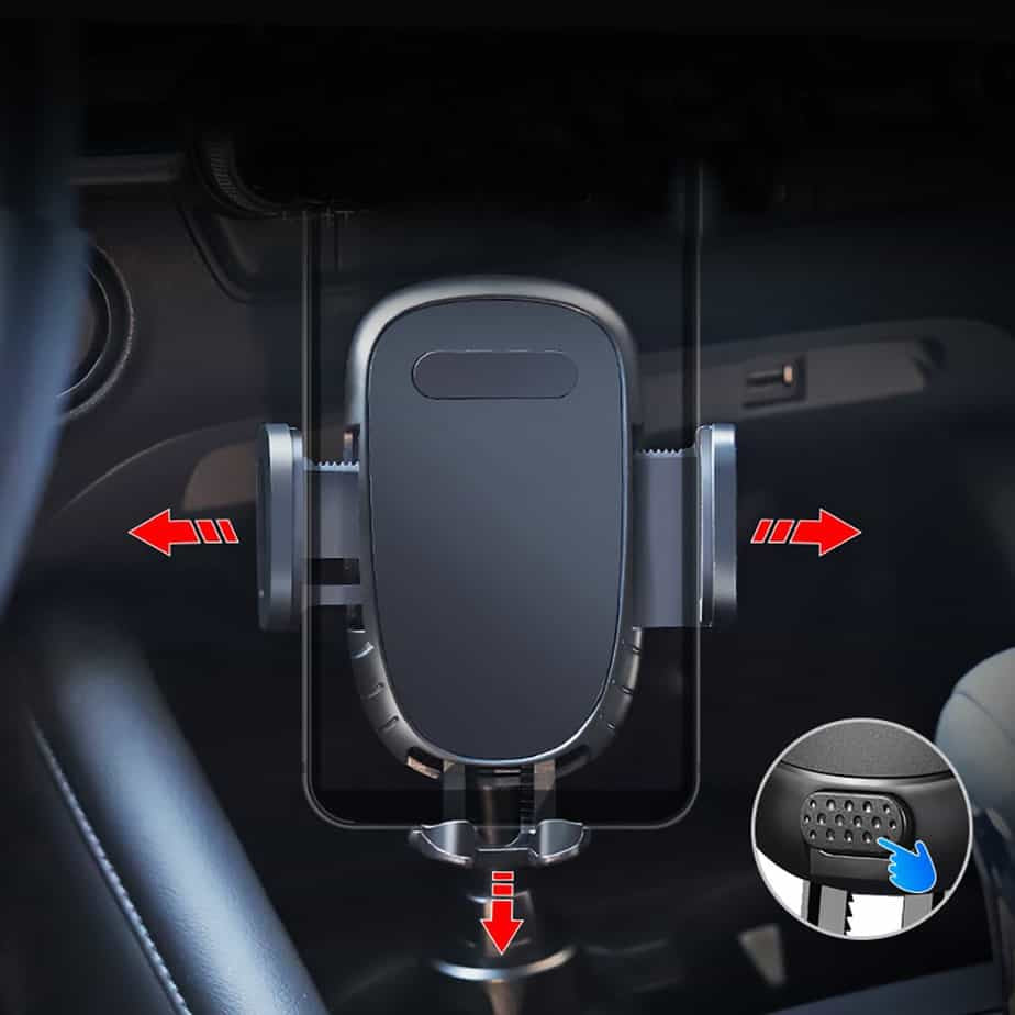 Universal Adjustable Cup Holder Clamp Cradle Car Mount for iPhone Samsung - Black - billede 3