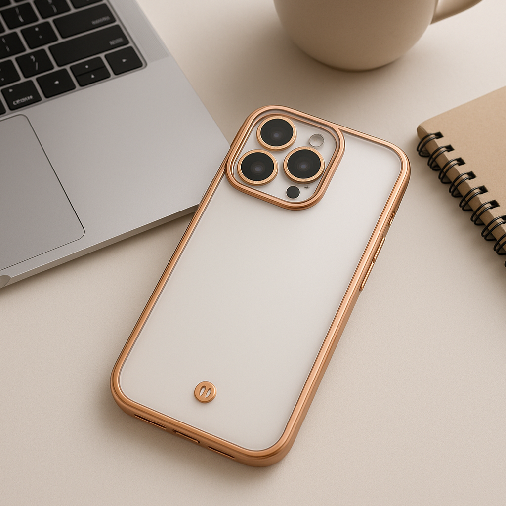 iPhone 15 Pro Cover Silky Gold – Pink/Guld