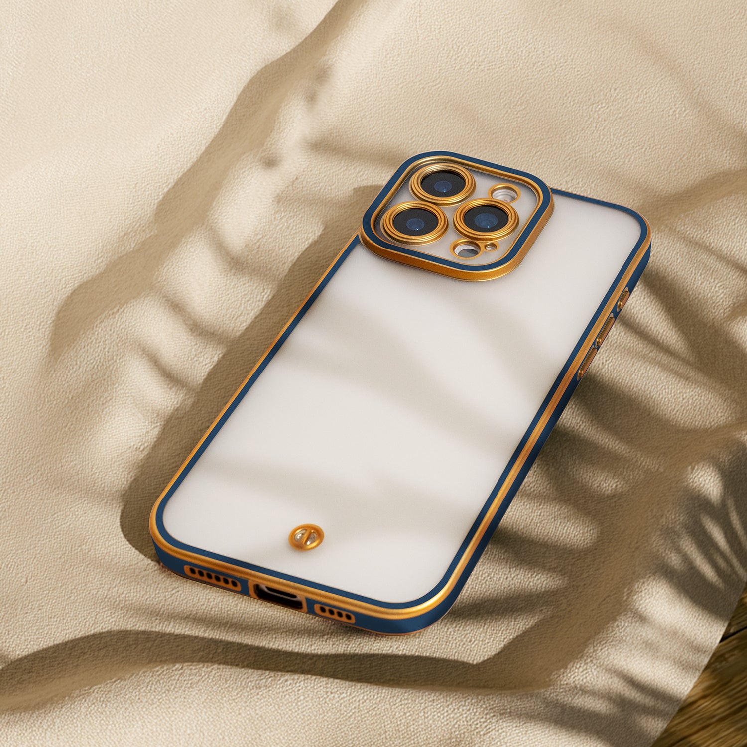 iPhone 15 Pro Cover Silky Gold – Blå/Guld