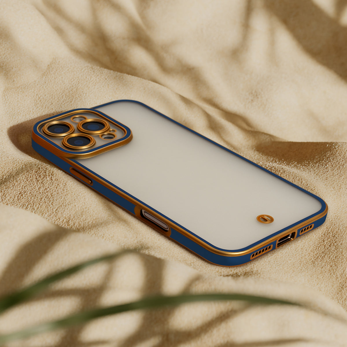 iPhone 15 Pro Cover Silky Gold – Blå/Guld