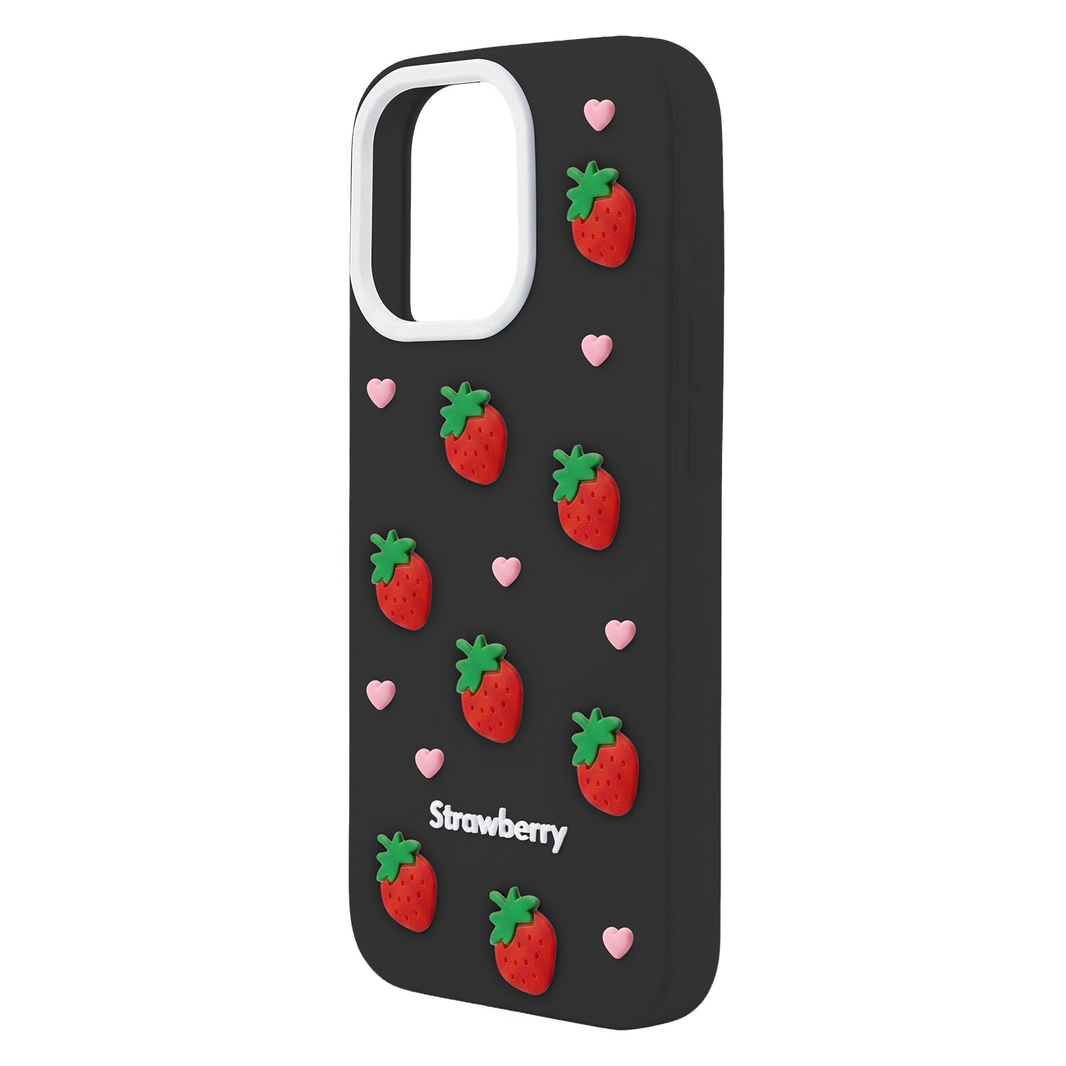 iPhone 11 Silicone Cover Strawberry – Sort - billede 3
