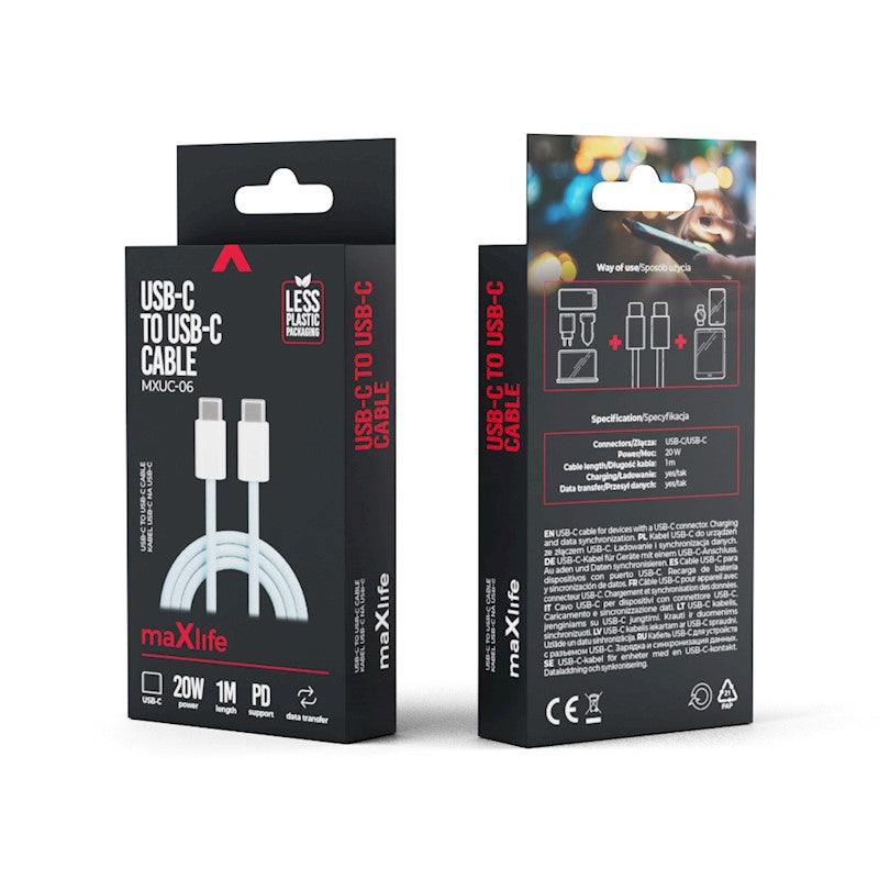 MaXlife Kabel USBC/USBC 1m Blå - billede 6