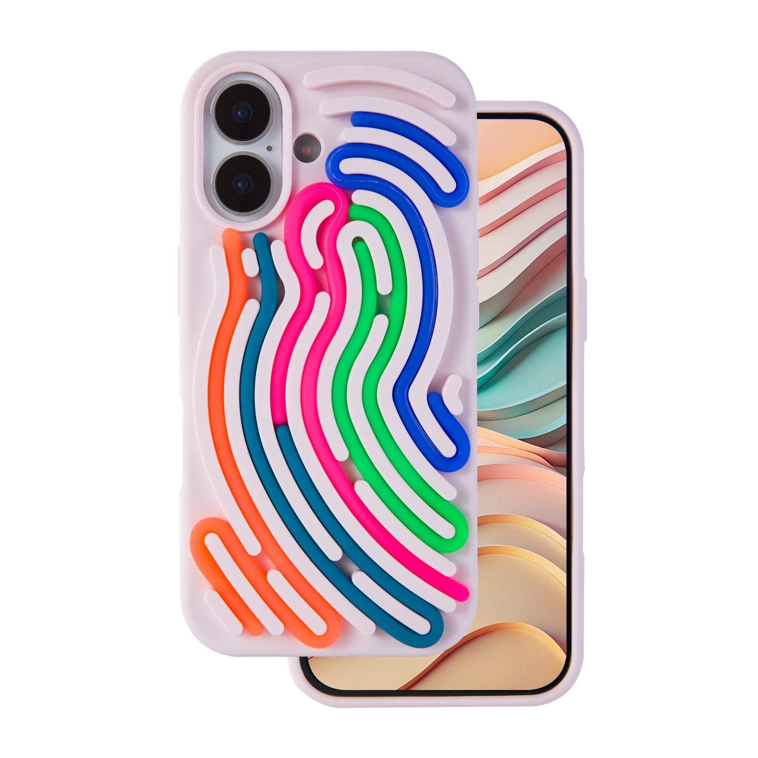 iPhone 16 Silicone Cover DIY Snake – Pink