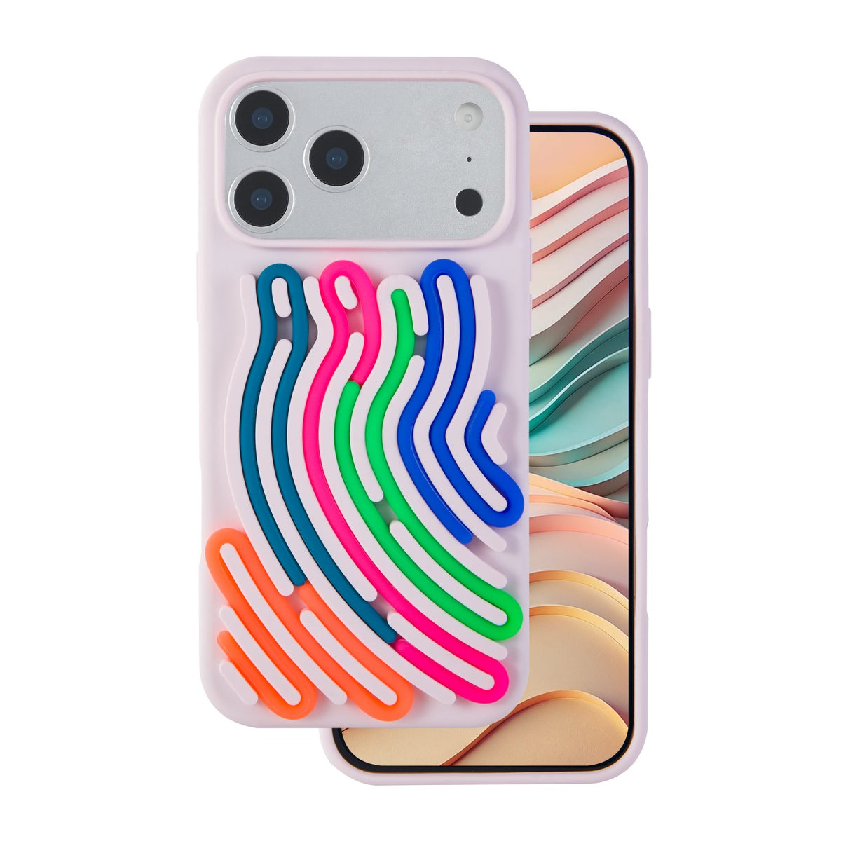 iPhone 17 Pro Max Silicone Cover DIY Snake – Pink