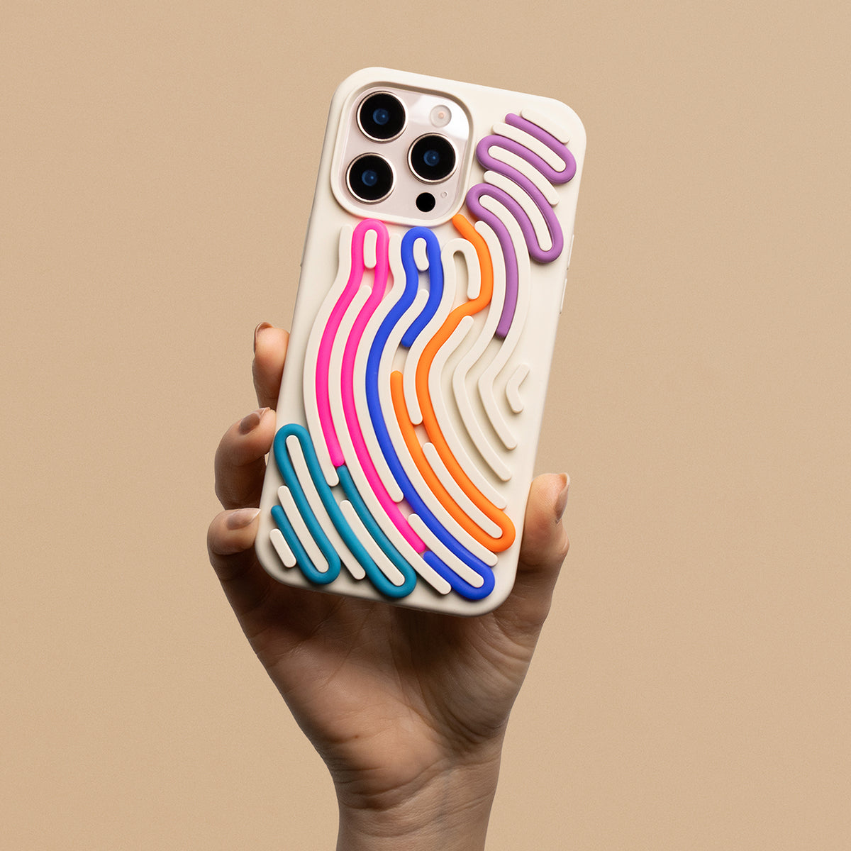iPhone 15 Pro Silicone Cover DIY Snake – Beige