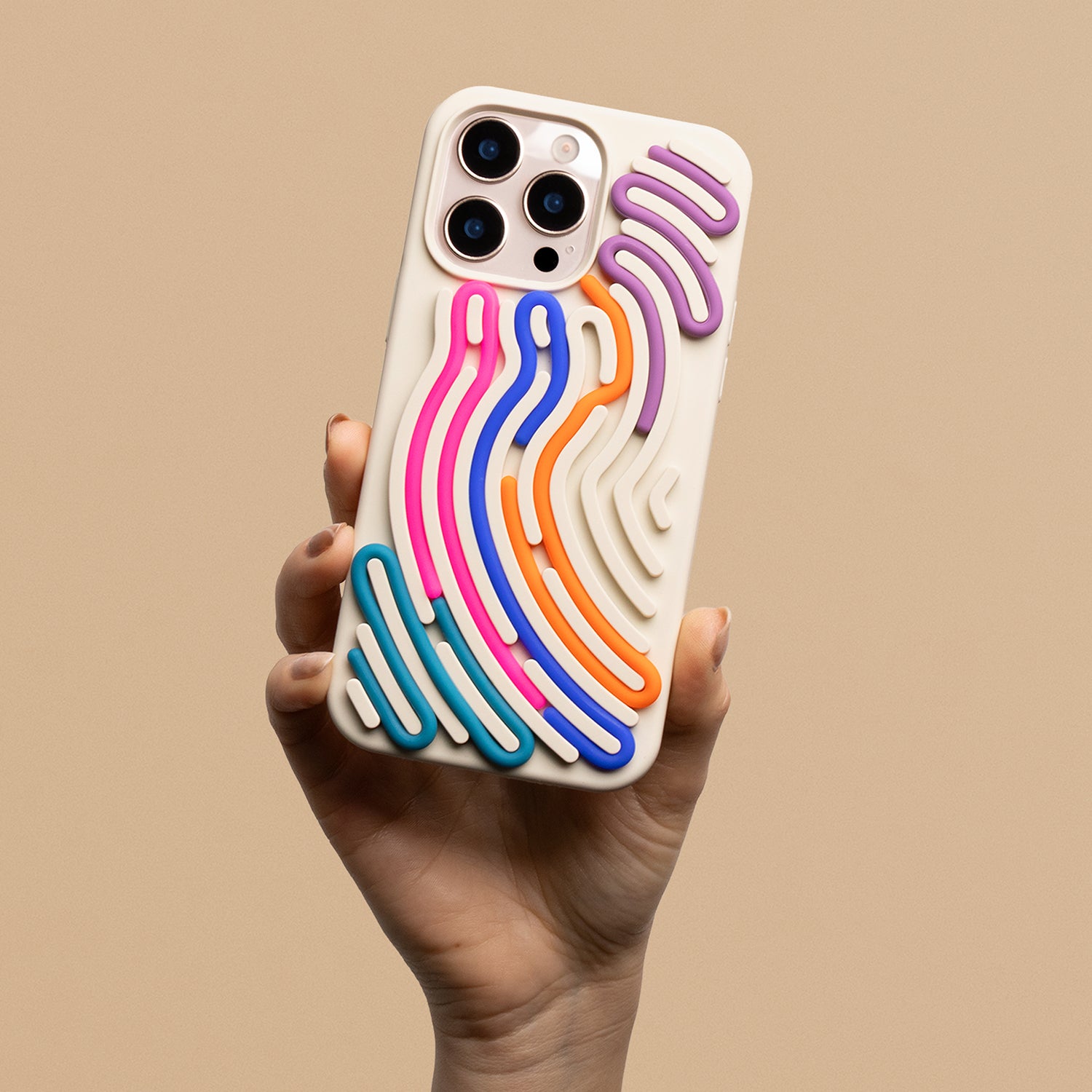 iPhone 16 Pro Silicone Cover DIY Snake – Beige
