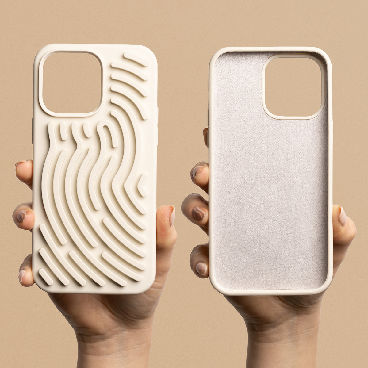 iPhone 15 Pro Silicone Cover DIY Snake – Beige
