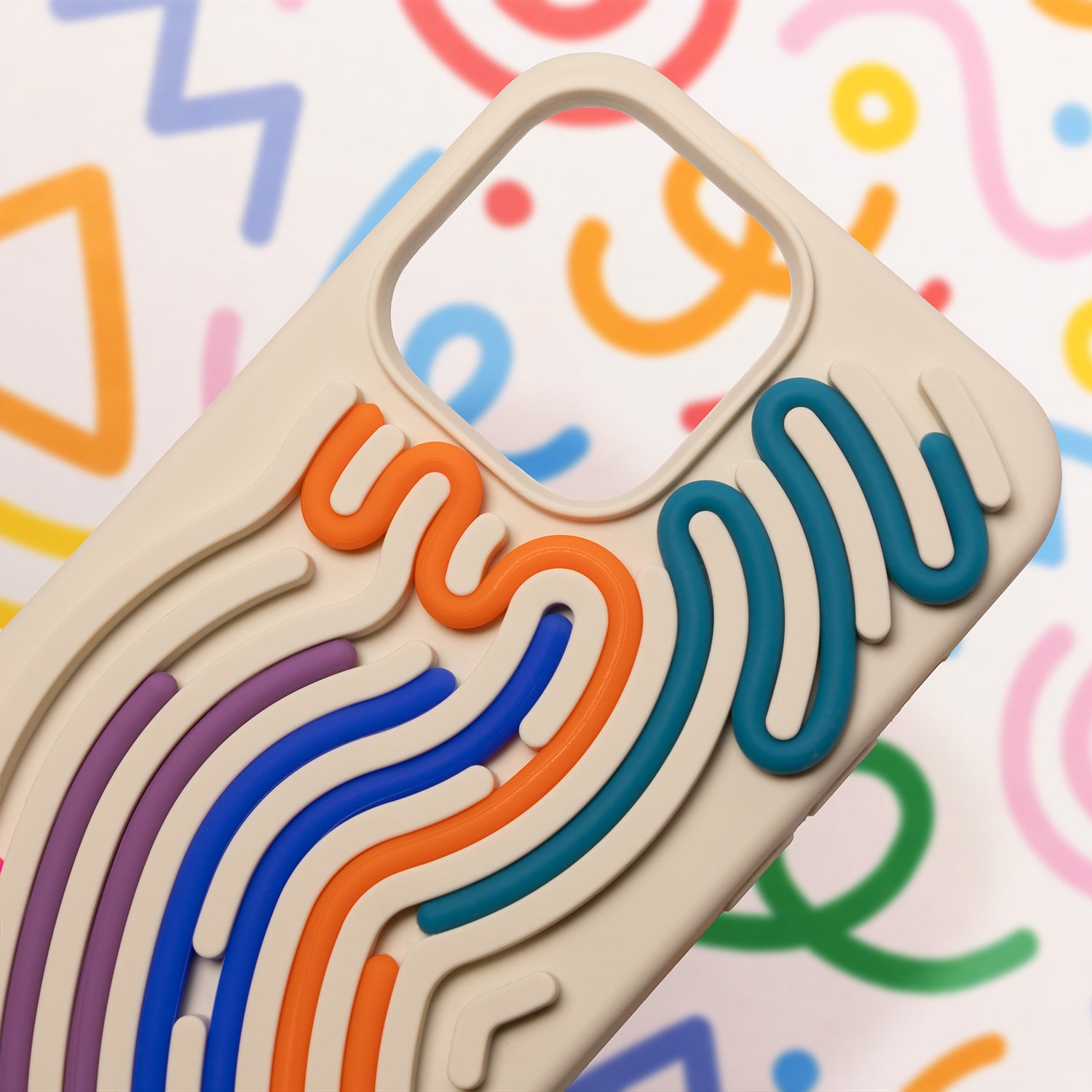iPhone 15 Pro Silicone Cover DIY Snake – Beige