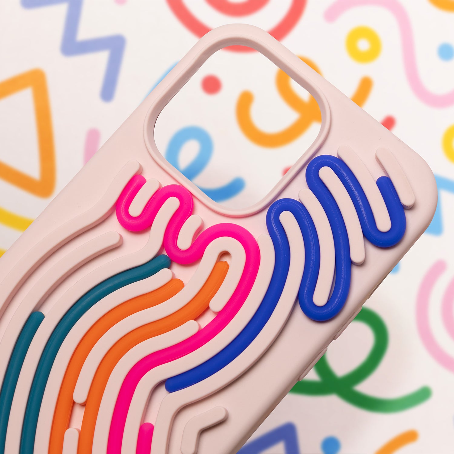 iPhone 13 Silicone Cover DIY Snake – Pink
