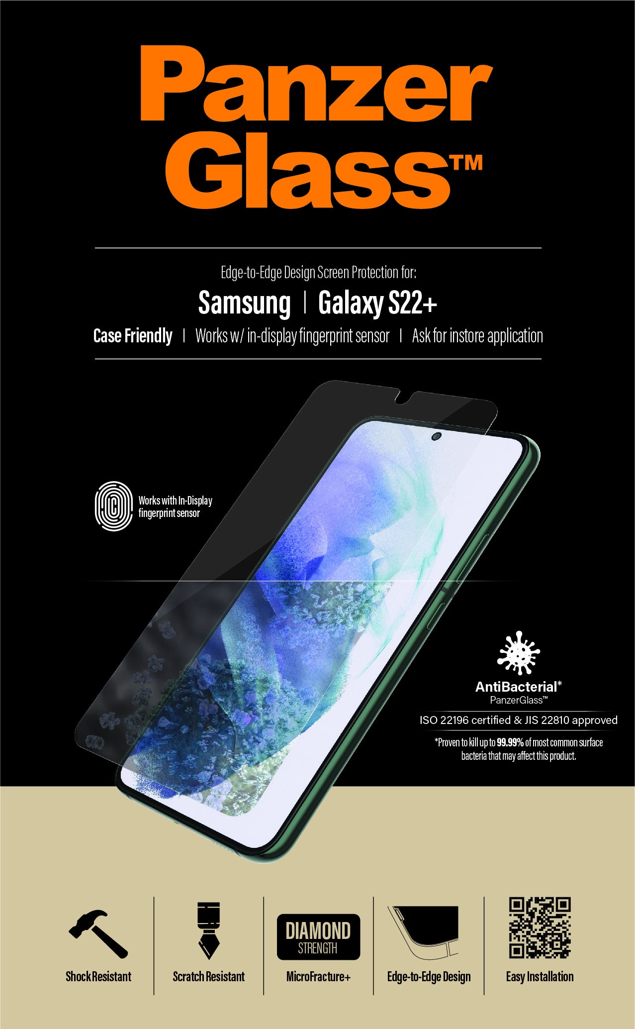 PanzerGlass Samsung Galaxy S22+ (CF), Black AB - billede 9