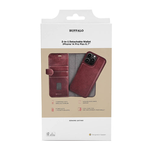 iPhone 14 Pro Max Wallet Flip Cover 2in1 3 card – Brun – Buffalo