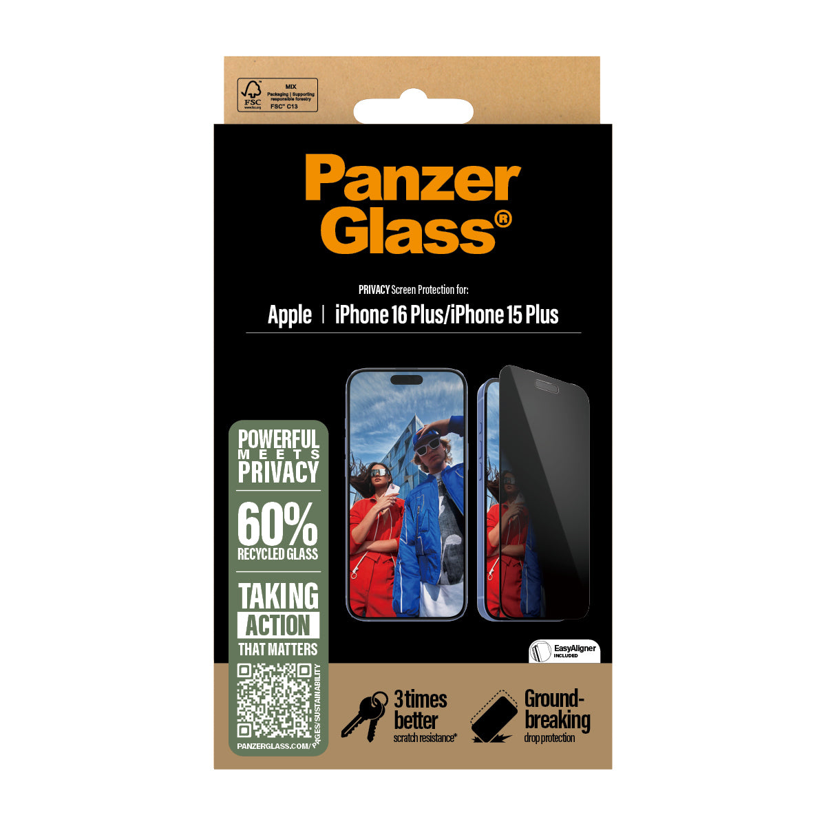 PanzerGlass iPhone 15 Plus 16plus UWF Privacy wA - EOL - billede 3