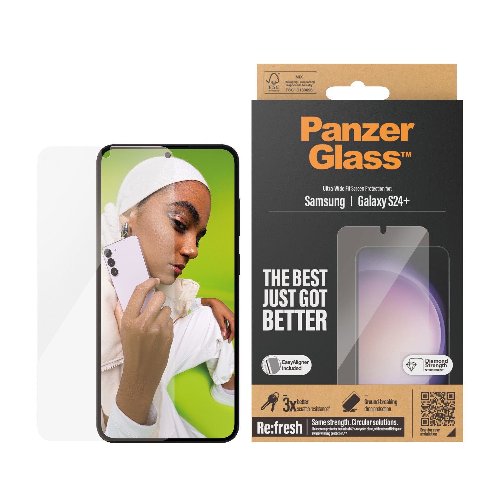 PG Screen Protector Galaxy S24 Plus Ultra-Wide FitwA - billede 2