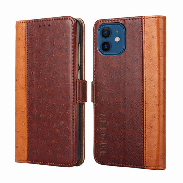 iPhone 11 Wallet Flip Cover stribe – Brun