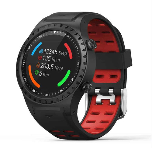 Round Color Screen with GPS Compass Smart Watch - Rød/Sort