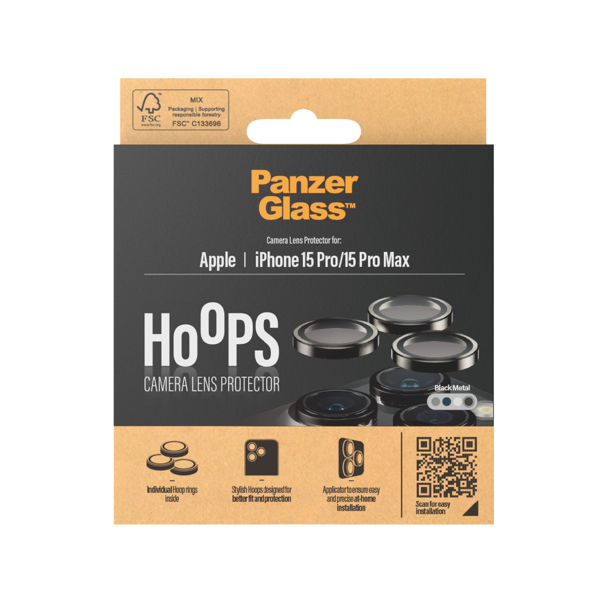 PanzerGlass Hoops for iPhone 15 Pro/Pro Max Black - billede 3