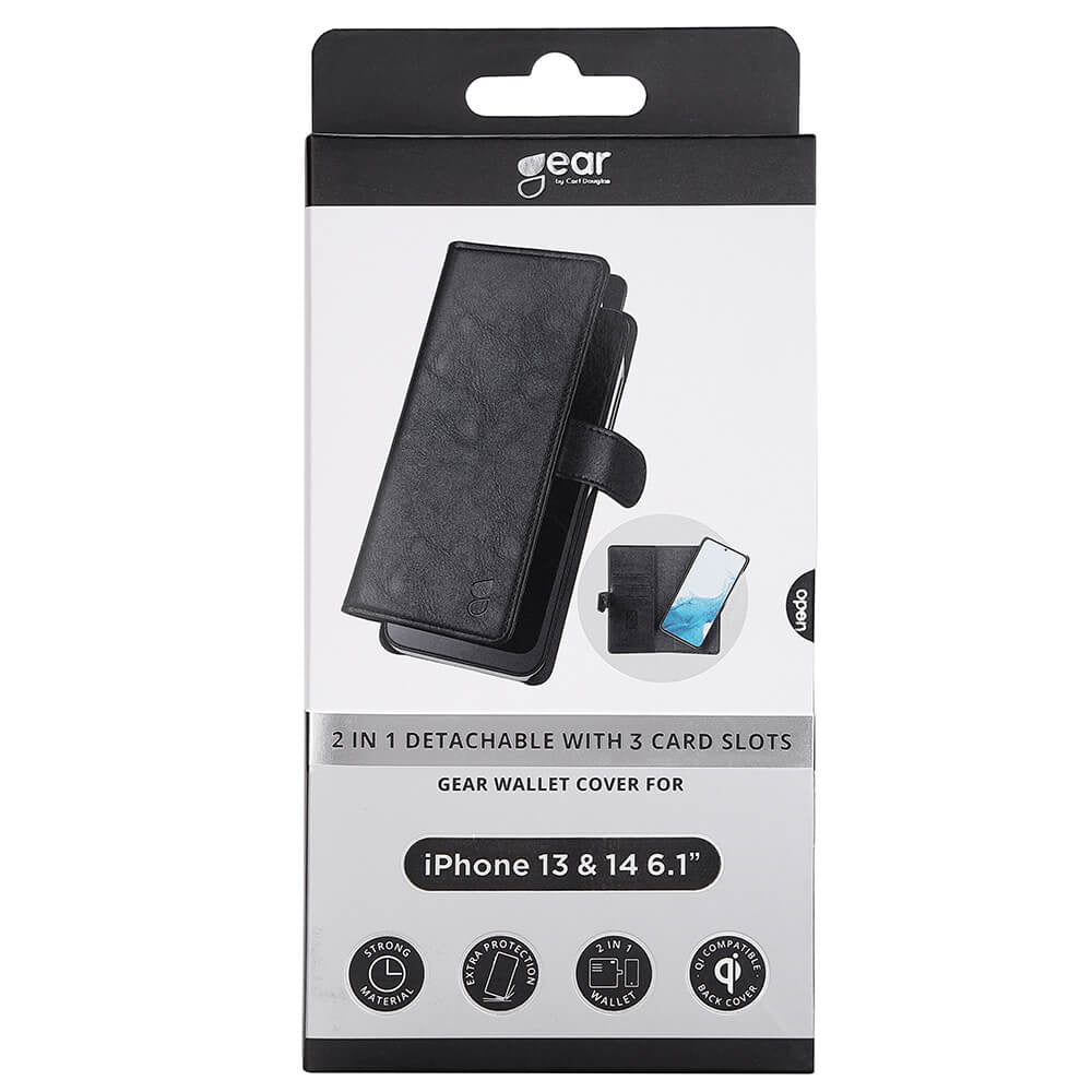 iPhone 14 Wallet Flip Cover Gear 2in1 3 card – Sort - billede 2