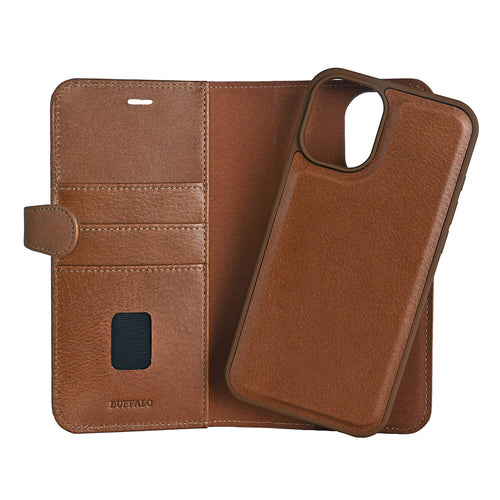 iPhone 16 Plus Læder Wallet Flip Cover 2 i 1 – Brun – Buffalo