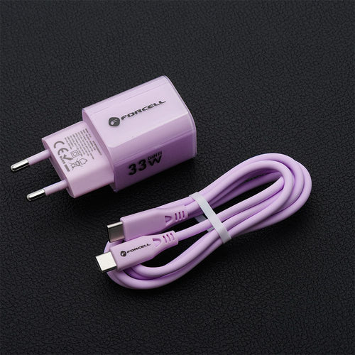 Oplader 33W USBC/USBA Violet