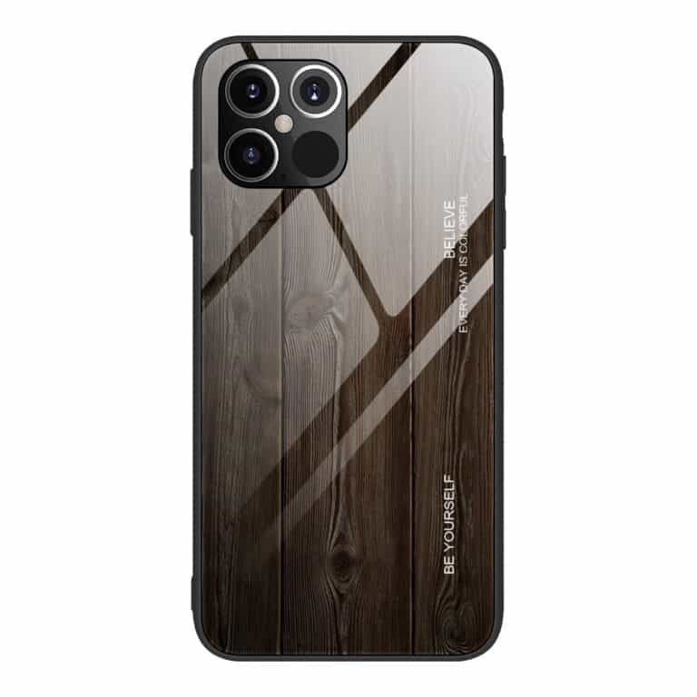iPhone 12 Pro Max TPU Cover Glas Mørk trælook