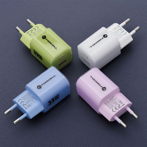 Oplader 33W USBC/USBA Violet