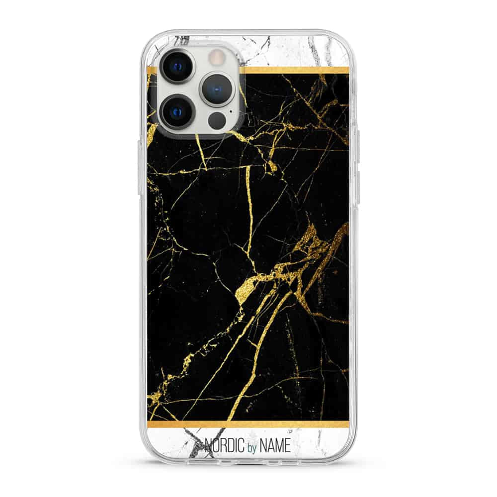 iPhone 12/12 Pro Cover Marmor – Sort/Hvid