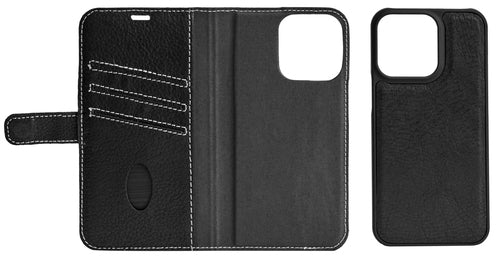 iPhone 13 Pro Max Læder Wallet Flip Cover detachable – Sort