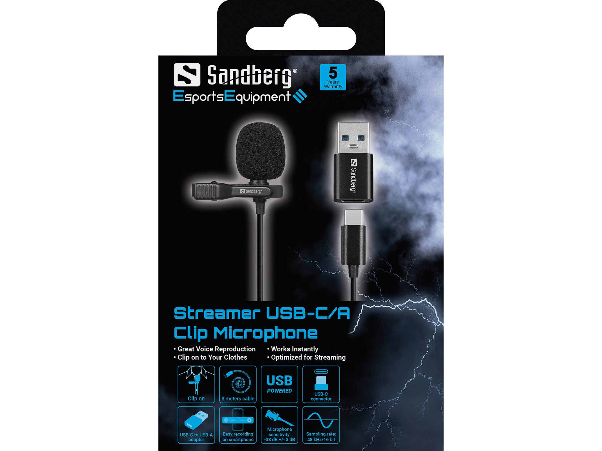 Sandberg Streamer USB Clip Microphone - billede 5