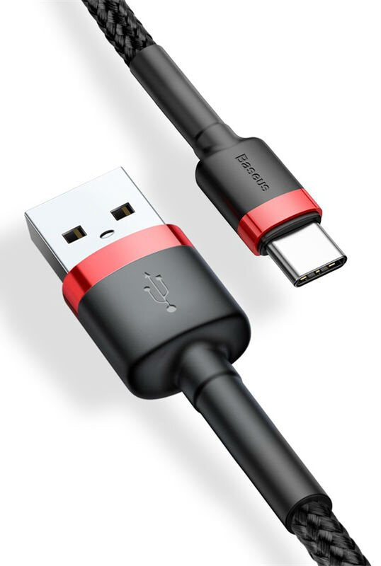 BASEUS Cable - Cafule CATKLF-C91 - USB - USB Type C 2M 2A black-red - billede 4